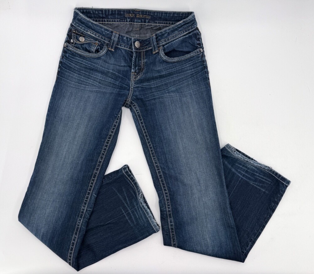 Mek Denim Jeans Womens Blue Denim Tacoma Boot Cut Low Rise Distressed